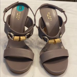 Gucci Sz-38 Gray sandals with bamboo upper accents
